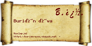 Burián Éva névjegykártya