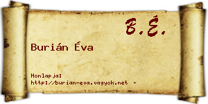 Burián Éva névjegykártya